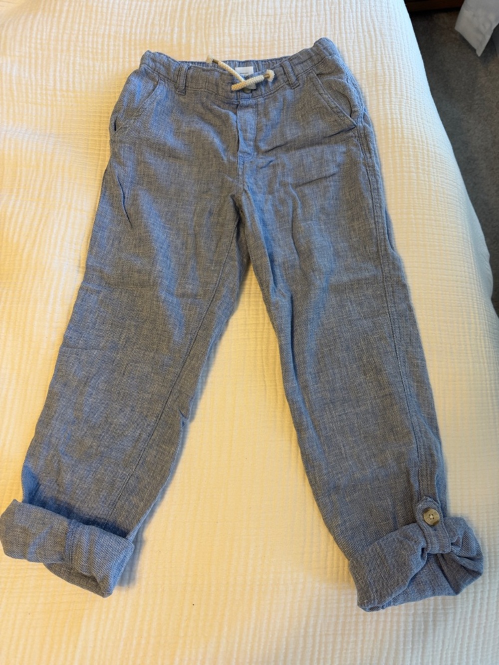 Gymboree Light Blue Linen-Blend Drawstring Pants